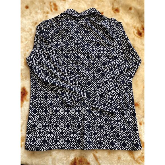 NWOT Lands' End Blue White Knit 3/4 Sleeve Polo 1/4 Button 100% Cotton XS/P - Picture 6 of 6